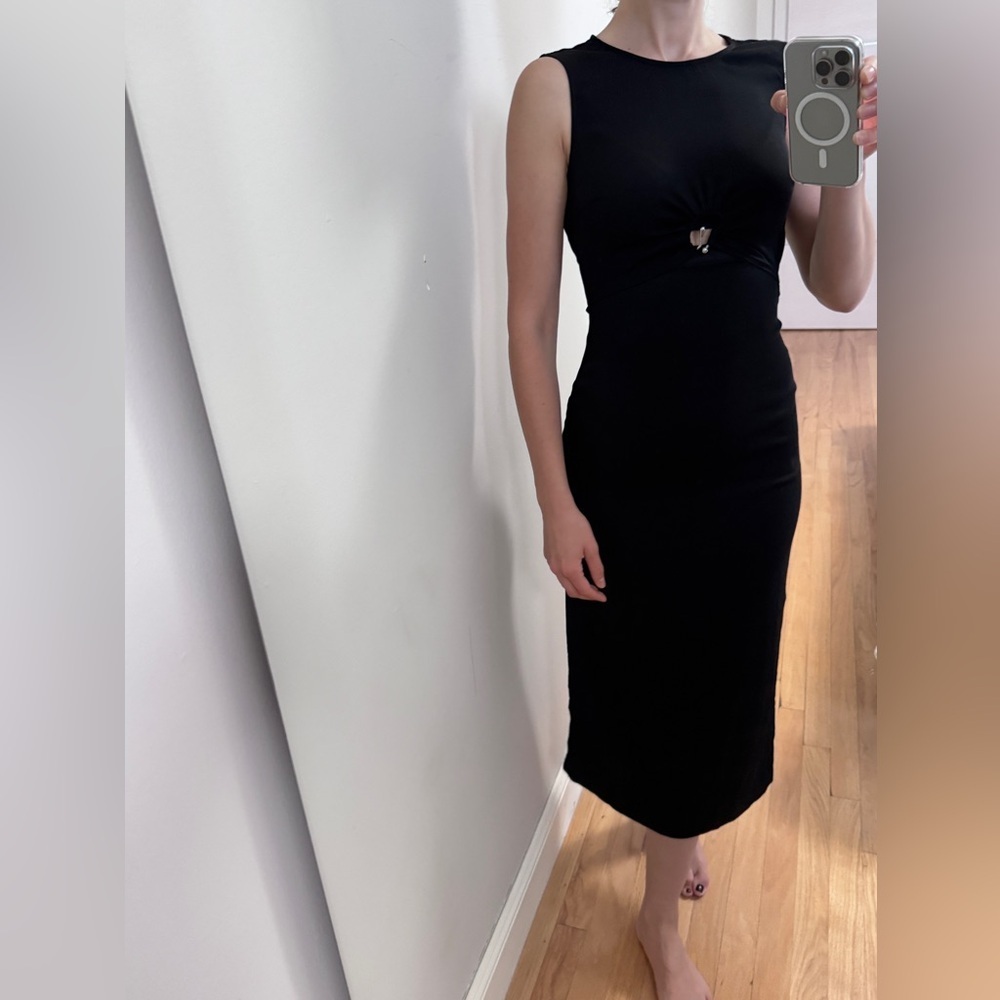 & Other Stories Cut-out Hardware Midi Black Dress In EU 34 - Picture 4 of 16